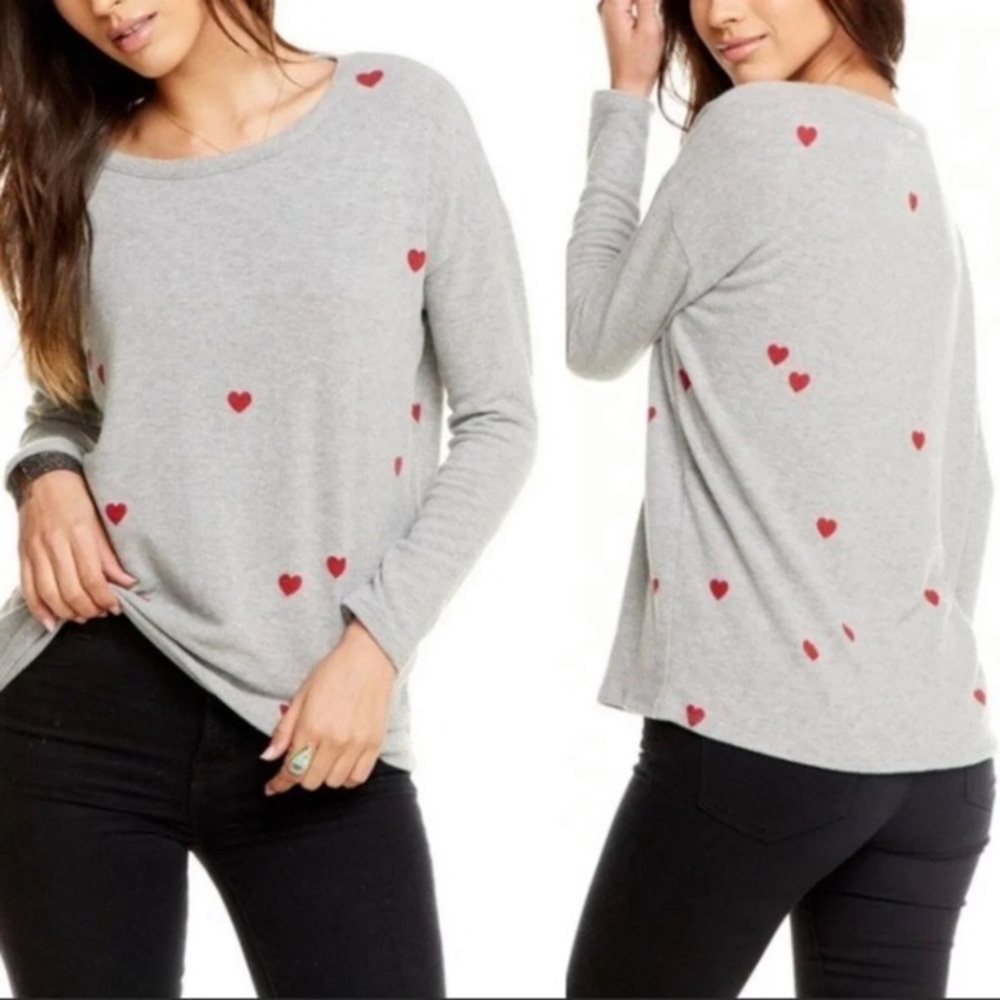 Chaser Tiny Heart Toss Sweater Size Small